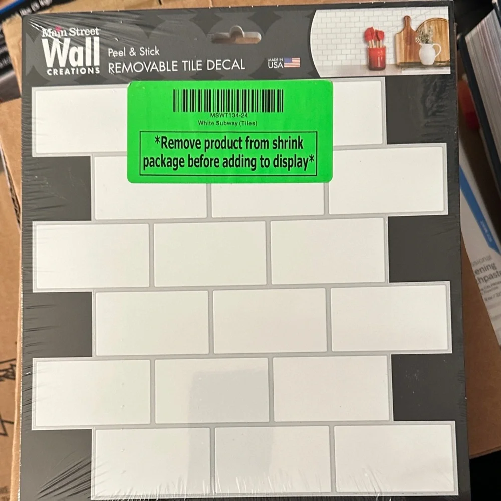 24 Sheets Pack. 8”x8” Removable White Tile Decal for Walls